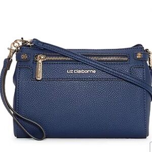 NEW! Liz Claiborne Crossbody Bag Adjustable Wristlet Strap Zip Closure Navy